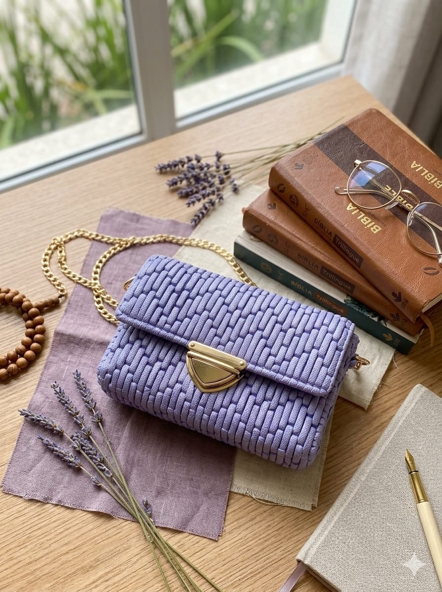 Bolsa Lilás Clutch com Corrente