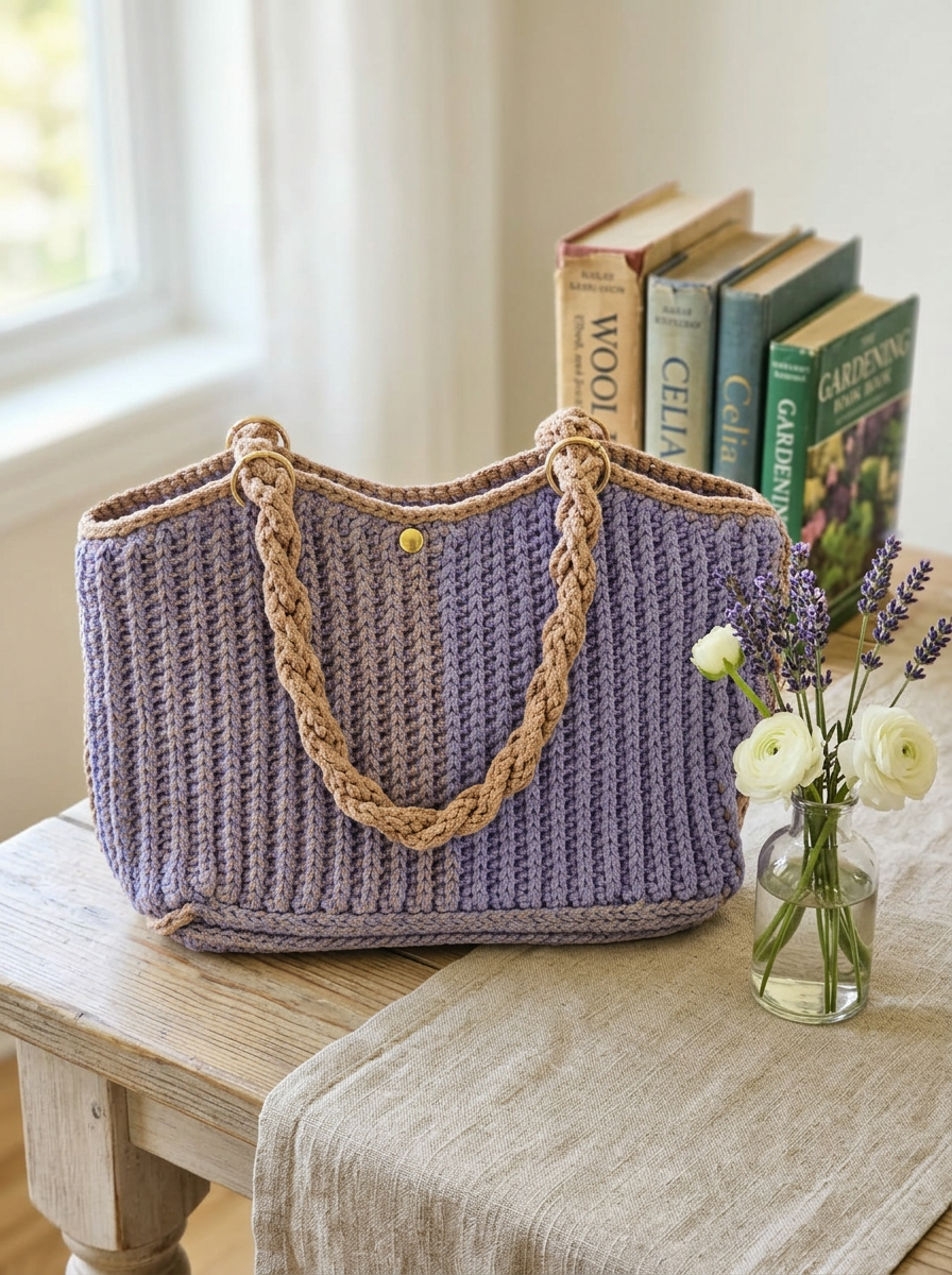 Bolsa Lavanda com Alças Trançadas