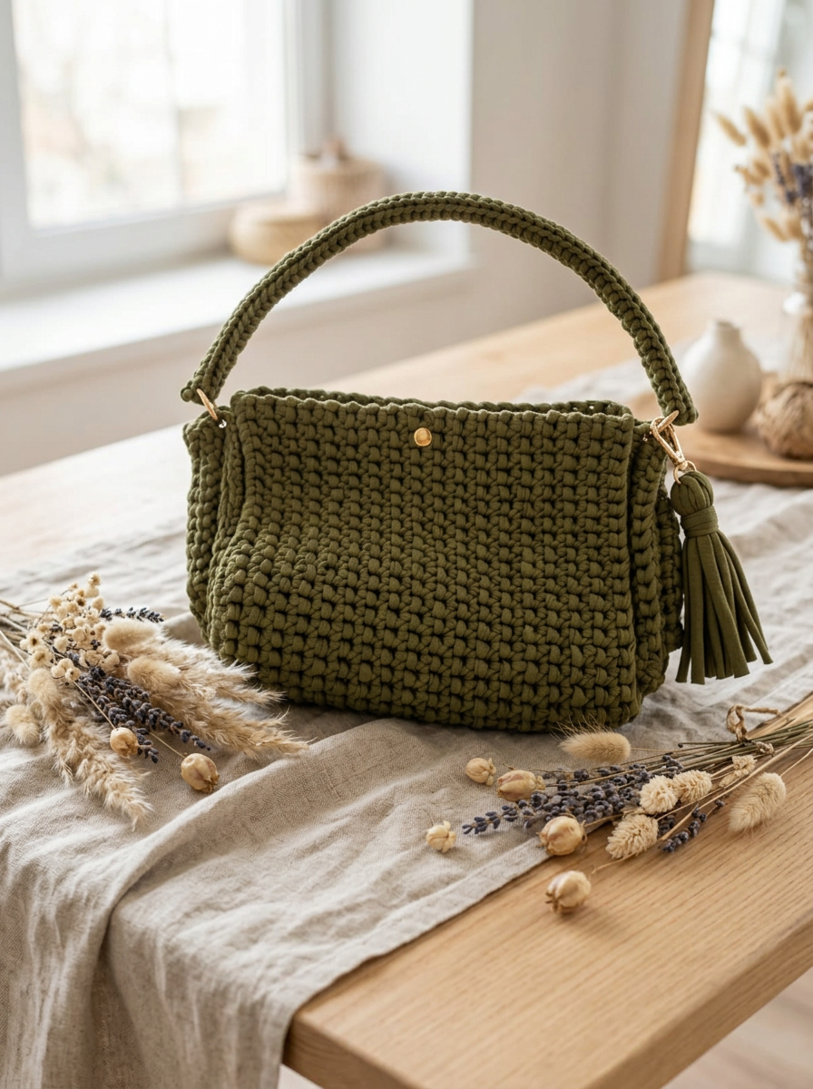 Bolsa Verde Oliva com Tassel