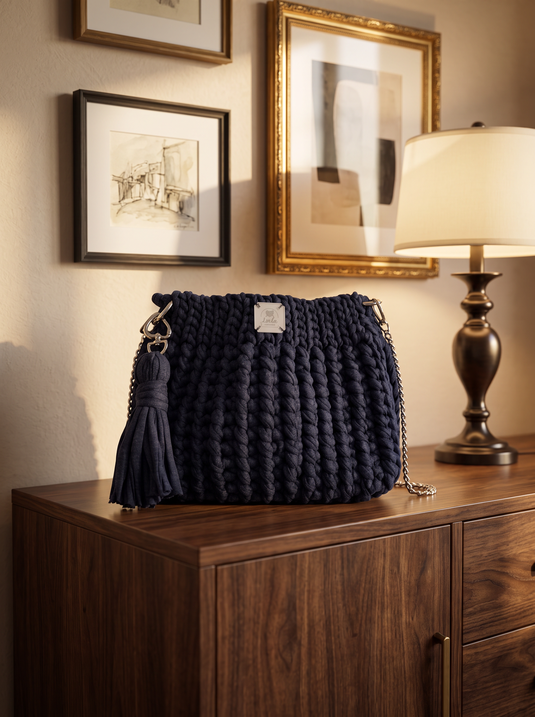 Bolsa Azul-Marinho com Corrente