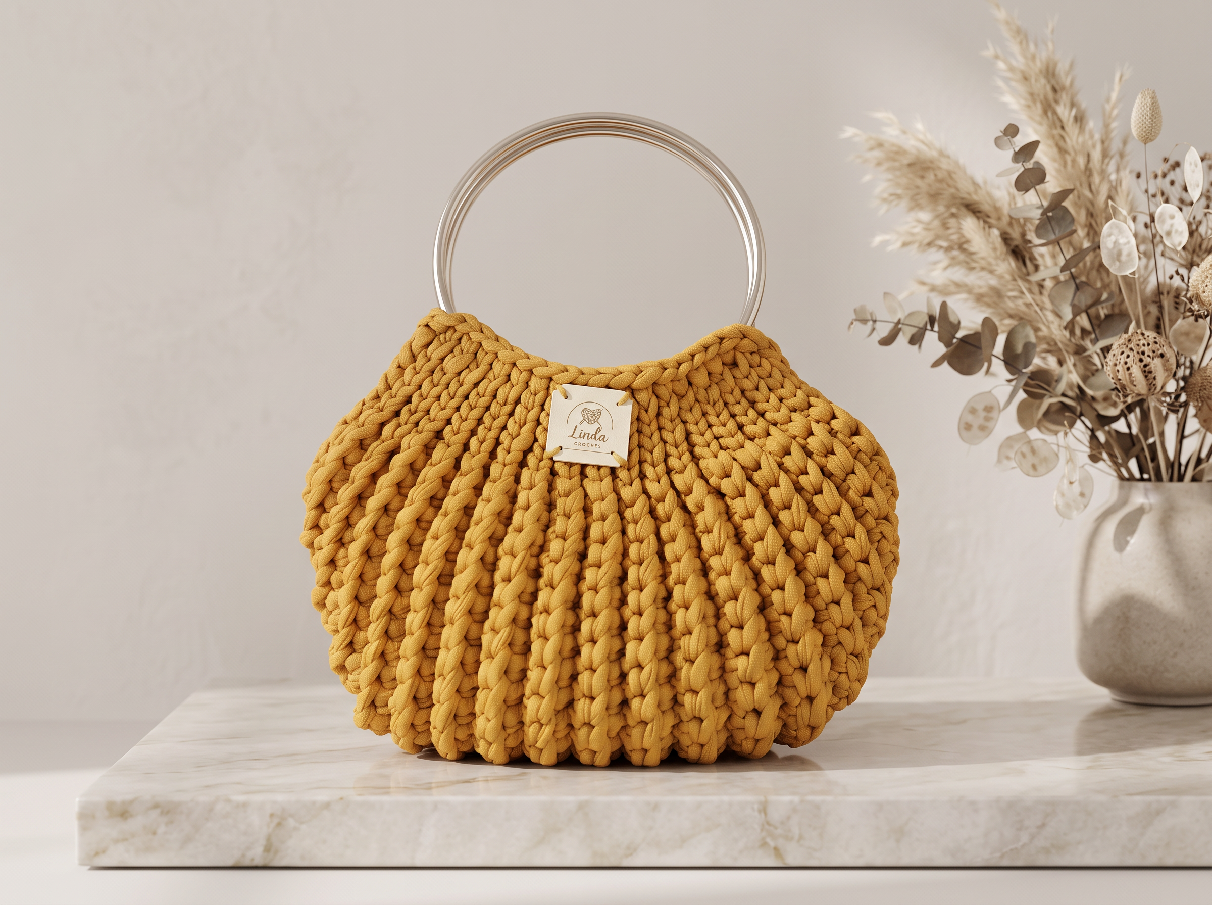 Bolsa Concha Mostarda · aberta